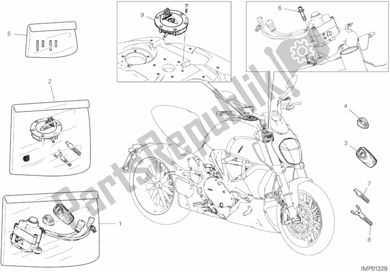 Todas las partes para 12d - Dispositivos Eléctricos de Ducati Diavel 1260 S Thailand 2019